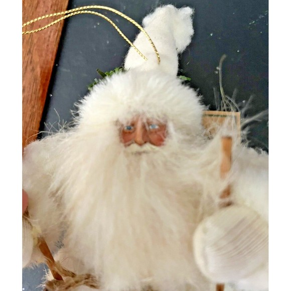 TJ Santas by Tina Mitchell 8" Santa Fuzzy White Rustic Snowshoe Ornament #905376 - Picture 12 of 15